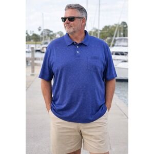 Foundry Supply Co 4XL Blue Heather Polo Shirt Pocket Big Tall Casual Golf